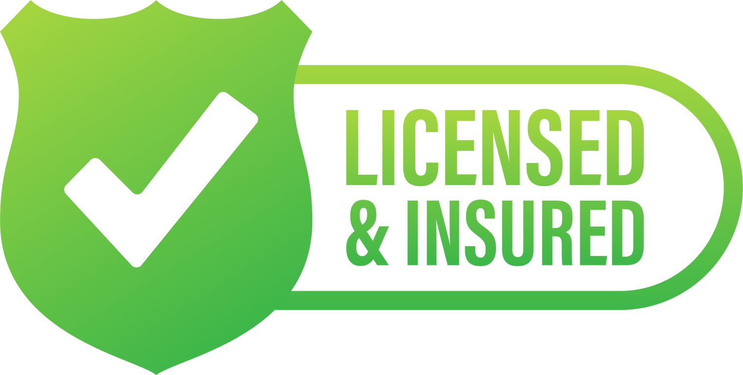 licensed and insured vector icon with tick mark and shield